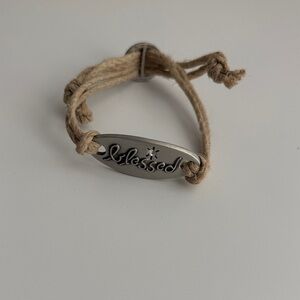 Silver 'Blessed' adjustable bracelet